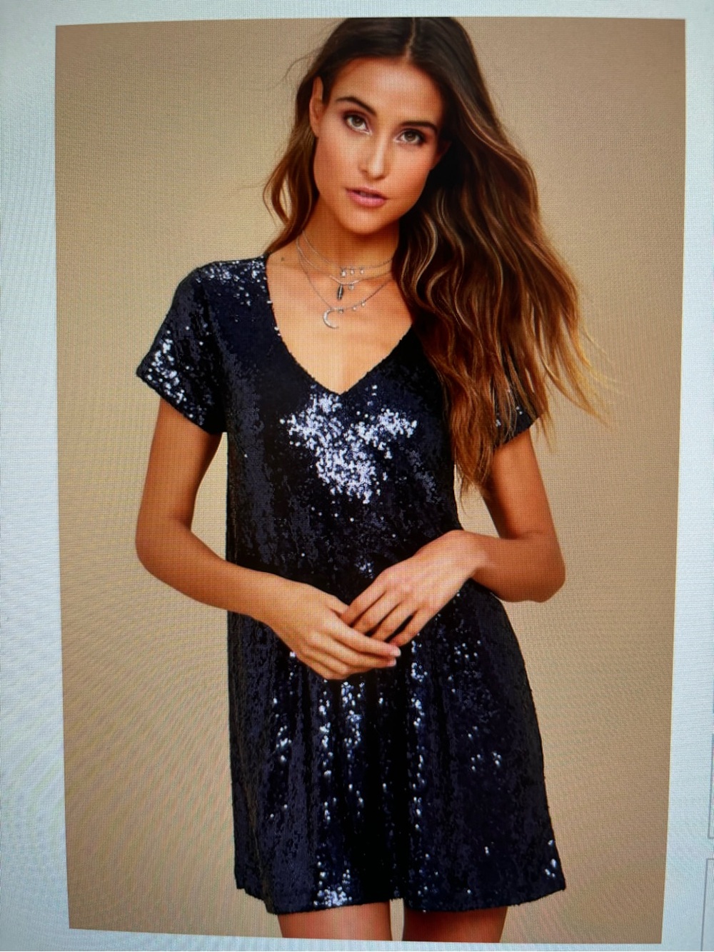 Light Up the Night Navy Blue Sequin Shift Dress